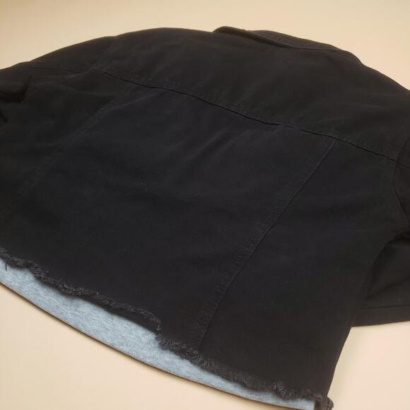 Ci Sono Denim Collection Hooded Denim Jacket Black Cropped Womens Small Zip Up - Picture 9 of 13